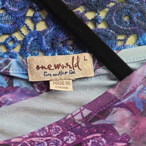 One World Purple and Blue Lace Blouse - Picture 2 of 7